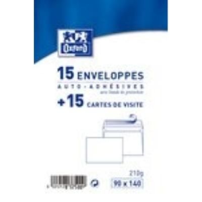 Oxford - kit de 15 cartes de visites + enveloppes contenu: 15 enveloppes auto-adhésives: 90 x 140 mm 15 cartes de visite blanche