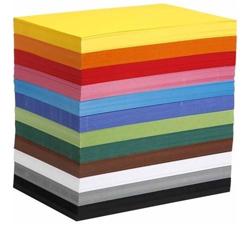 Papier cartonné A4 180 gr - 12 couleurs x 100 feuilles - 1200 pcs