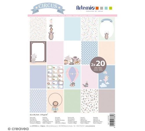 Papier Scrapbooking Artemio 21 x 29,7 cm - Cirque - 40 feuilles