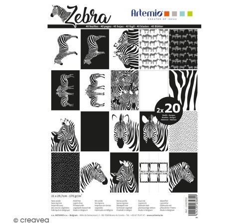 Papier Scrapbooking Artemio 21 x 29,7 cm - Zèbre - 40 feuilles