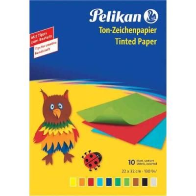 Pelikan - papier teinté 240 m10, contenu: 10 feuilles dans une chemise pliante, 130 g m2, dimensions: (l)330 x (p)230 mm, assort