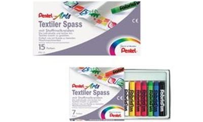 PENTEL - Craie pour tissus PTS, étui en plastique de 7 (PTS-7)couleurs: blanc, jaune, orange, rouge, vert, bleu, noir
