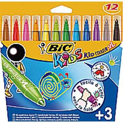 Pochette 12 feutres de coloriage KID COULEUR BABY, pointe extra-large. Coloris assortis
