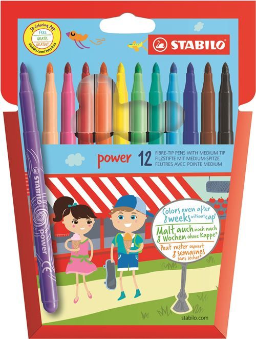 Pochette 12 feutres de coloriage Stabilo Power