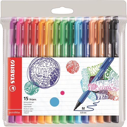 Pochette de 15 stylos feutres Stabilo PointMax