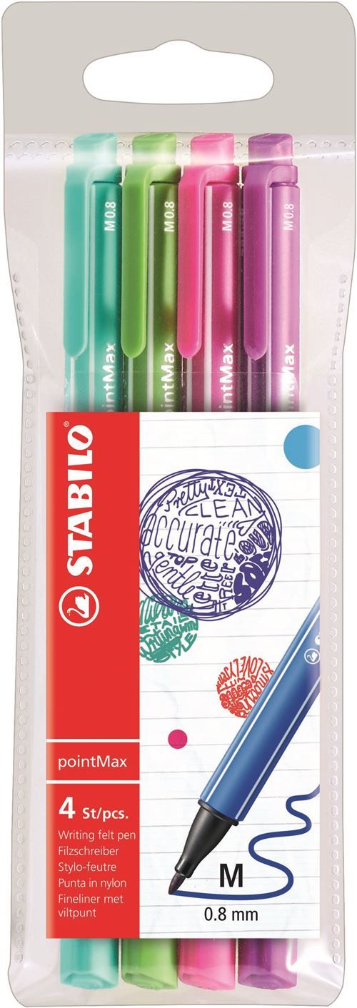 Pochette de 4 stylos feutres Stabilo PointMax Fun