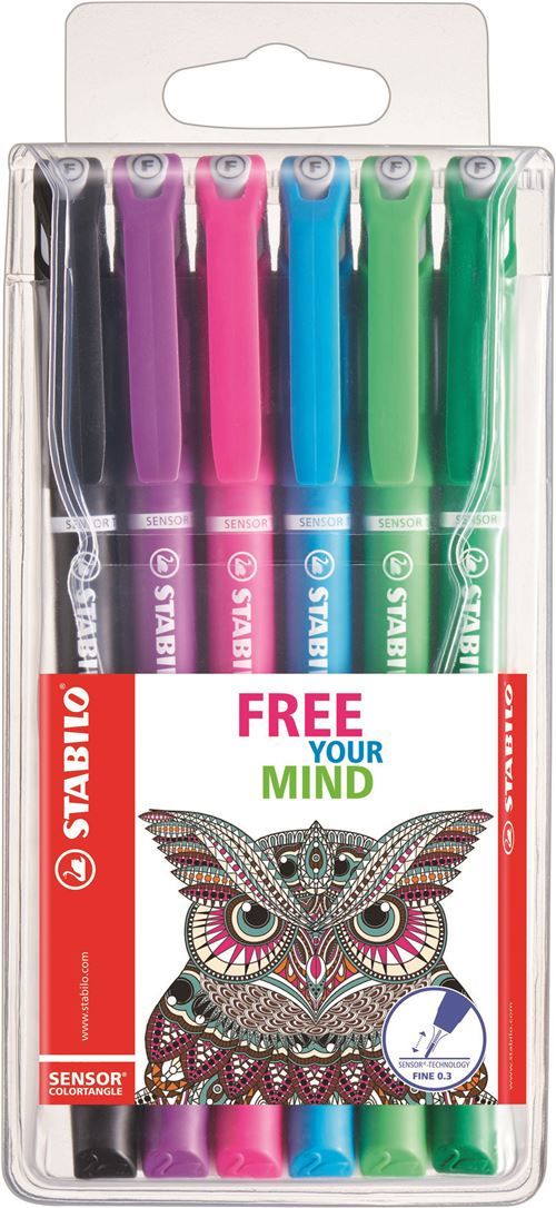 Pochette de 6 stylos feutres Stabilo Sensor Fun Pointe fine 0,3mm