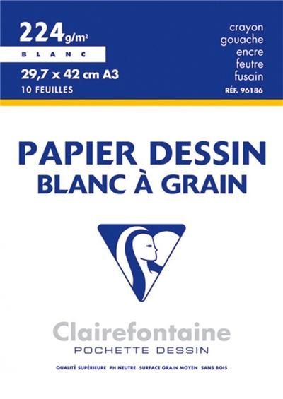 Pochette Dessin à grain 29,7x42cm 10 feuilles 224g