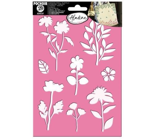 Pochoir 3D en silicone et adhésif repositionnable - Fleurs - 21 x 14,8 cm