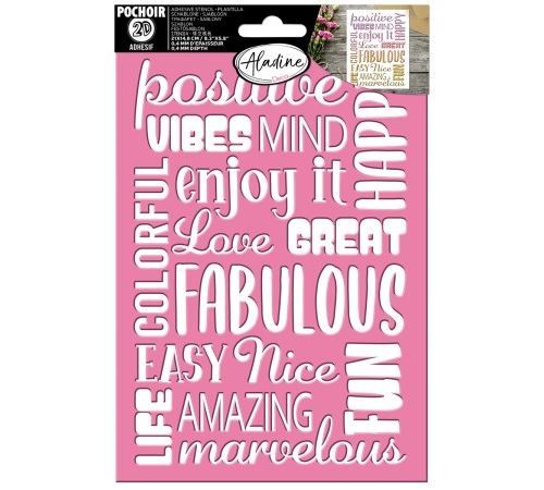 Pochoir 3D en silicone et adhésif repositionnable - Mots - 21 x 14,8 cm