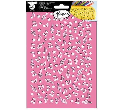 Pochoir 3D en silicone et adhésif repositionnable - Notes de musique - 21 x 14,8 cm