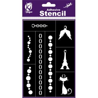 Pochoir adhésif - Bijoux chics - 12x18 cm - Ki-Sign