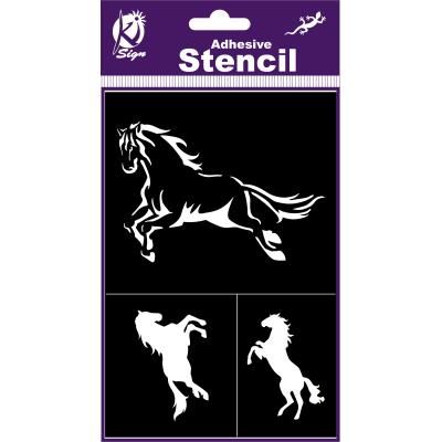 Pochoir adhésif - Chevaux - 12x18 cm - Ki-Sign