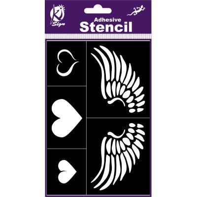 Pochoir adhésif - Coeur aile - 12x18 cm - Ki-Sign