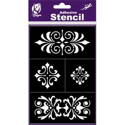 Pochoir adhésif - Galon baroque - 12x18 cm - Ki-Sign