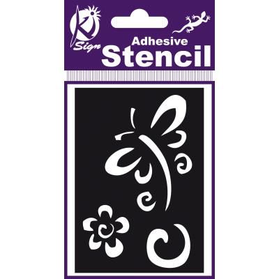 Pochoir adhésif - Libellule fleur - 7x10 cm - Ki-Sign