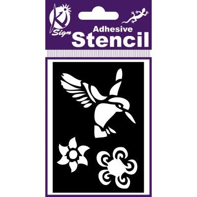 Pochoir adhésif - Oiseau colibris - 7x10 cm - Ki-Sign