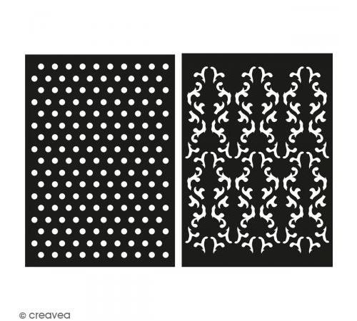 Pochoir adhésif - pois / baroque - A5 - 2 motifs - Rayher