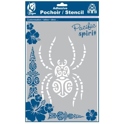Pochoir adhésif pour tissu - Araignée maori - A4 - Ki-Sign