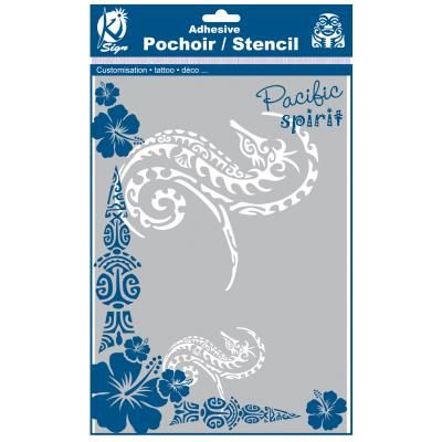 Pochoir adhésif pour tissu - Hippocampe maori - A4 - Ki-Sign