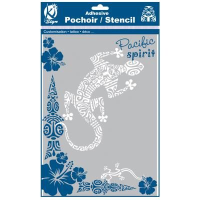 Pochoir adhésif pour tissu - Salamandre maori - A4 - Ki-Sign