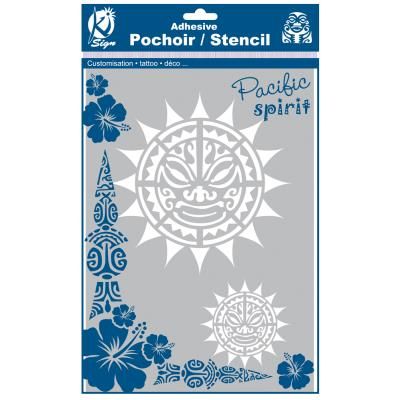 Pochoir adhésif pour tissu - Soleil maori - A4 - Ki-Sign