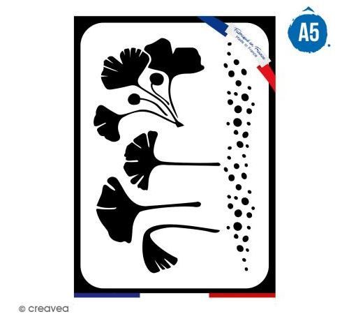 Pochoir multiusage A5 - Feuilles de gingko - 1 planche - Collection Green