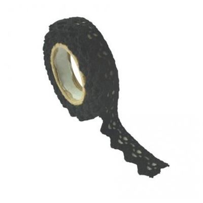 Ruban tissu adhésif - Dentelle coton noir - 2,5 m.