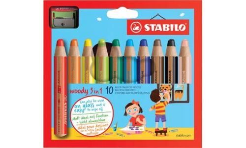 Set de 10 crayons de couleur Stabilo Woody 3 en 1