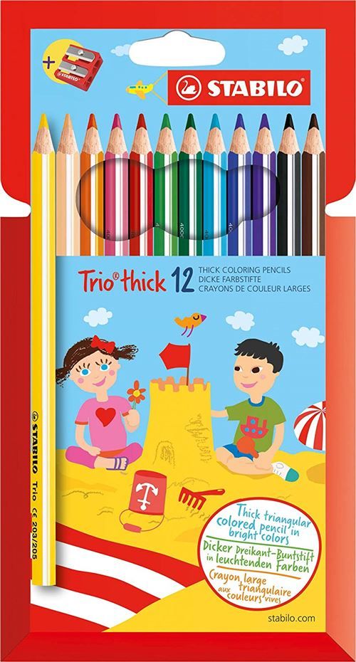 Set de 12 crayons larges Stabilo Trio thick Modèle aléatoire