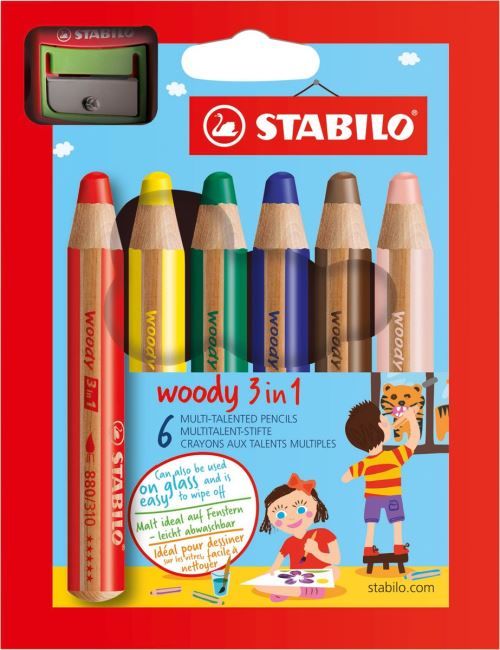 Set de 18 crayons de couleur Stabilo Woody 3 en 1 +Taille-crayon