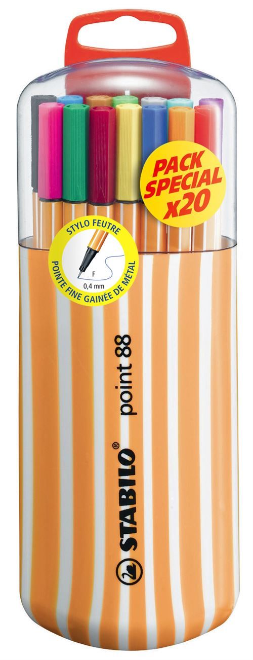 Set de 20 Feutres Stabilo Pointe 88 Zebrui Special