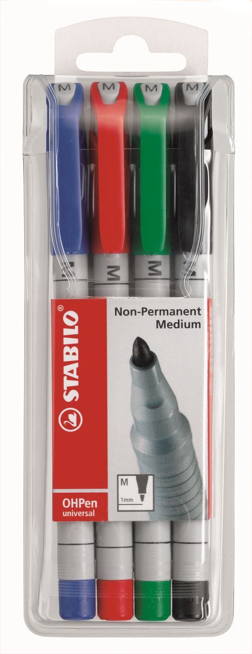Set de 4 feutres pour films OHPen soluble Stabilo