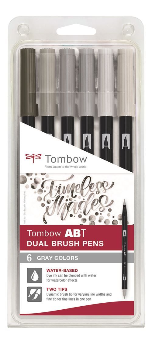 Set de 6 feutres Tombow France & Benelux Abt Dual Gris