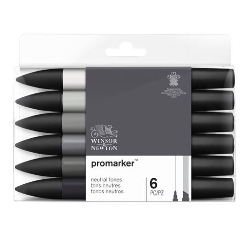 Set de 6 feutres Winsor & Newton Promarker Tons neutres