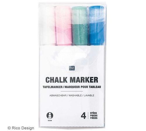 Set marqueurs craie Chalk Rico Design - Pointe 3 mm - Pastel - 4 pcs