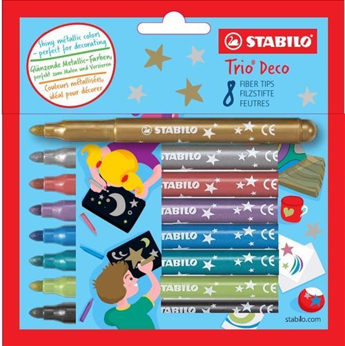 STABILO Feutre de coloriage Trio Deco, étui en carton de 8