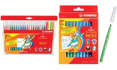 STABILO - feutre Trio A-Z, étui en plastique de 24 épaisseur de mine: 0,7 mm, grip de préhension triangulaire, lavable, capuchon ventilé, pointe moyenne bloquée,