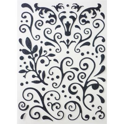 Sticker pailleté adhésif - Arabesque - Noir - Graine créative