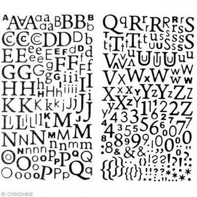 Stickers Alphabet Noir à paillettes - 300 pcs