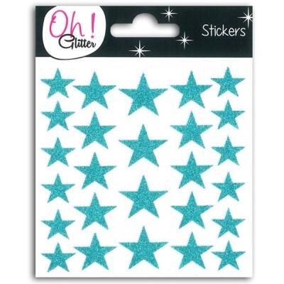 Stickers étoiles à paillettes - turquoise