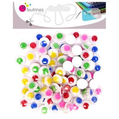 Yeux mobiles adhésifs couleurs Ø10 mm 100 pièces - sodertex