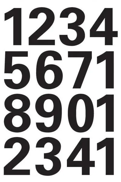 1 Planche de Stickers Chiffres 25mm (de 0 à 9)