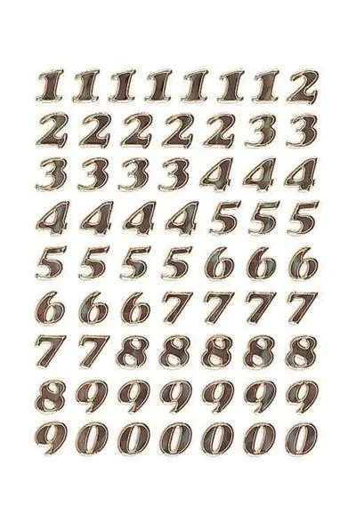 1 Planche de Stickers Chiffres en Italiques Dorés 8mm (de 0 à 9)