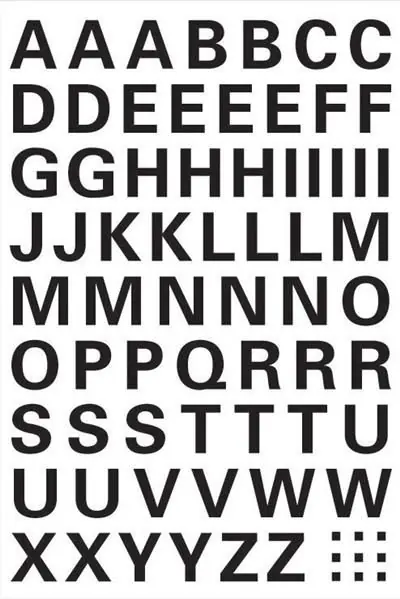 1 Planche de Stickers Lettres majuscules 10mm