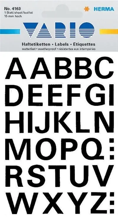 1 Planche de Stickers Lettres majuscules 15mm