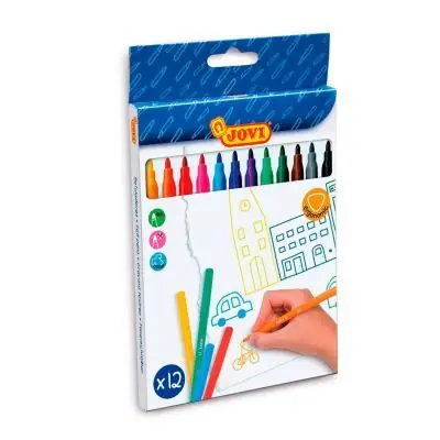 12 Feutres de coloriage pointe moyenne