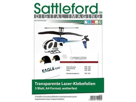 5 feuilles adhésives A4 pour imprimante laser, transparentes