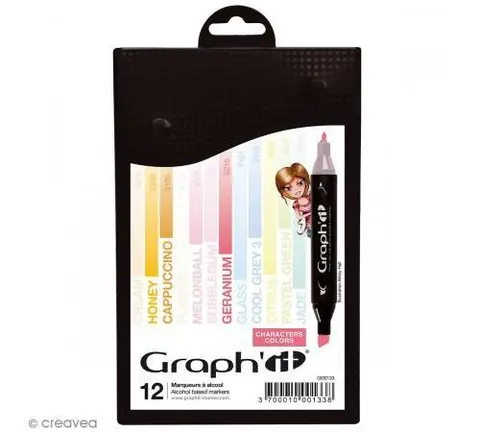 Assortiment Feutre à alcool Graph'it - Manga 2 - 12 marqueurs