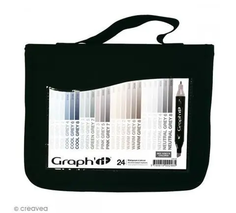 Assortiment Feutre à alcool Graph'it Mix greys colors - 24 marqueurs